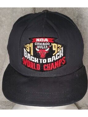 Vintage 1992 Chicago Bulls Back to Back Champs AJD Snapback Hat Jordan USA